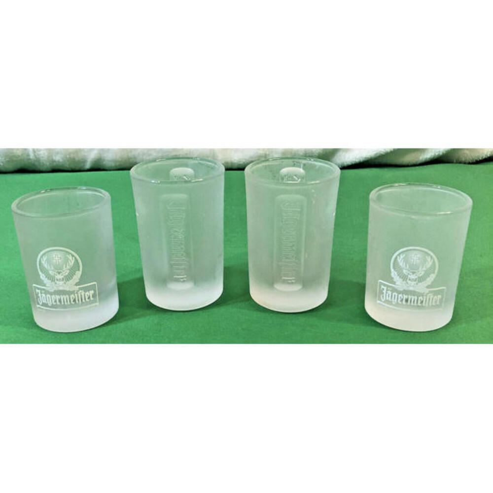 Shot Glasses Jagermeister Frosted Set Of 4 Two different sizes New Bar Ware
